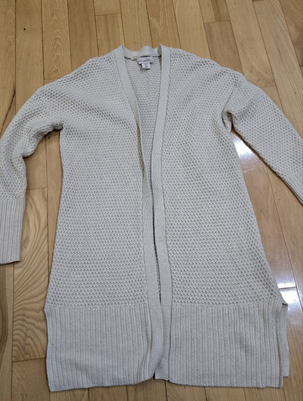 Cream Textured Open-Front Women's Cardigan Sweater